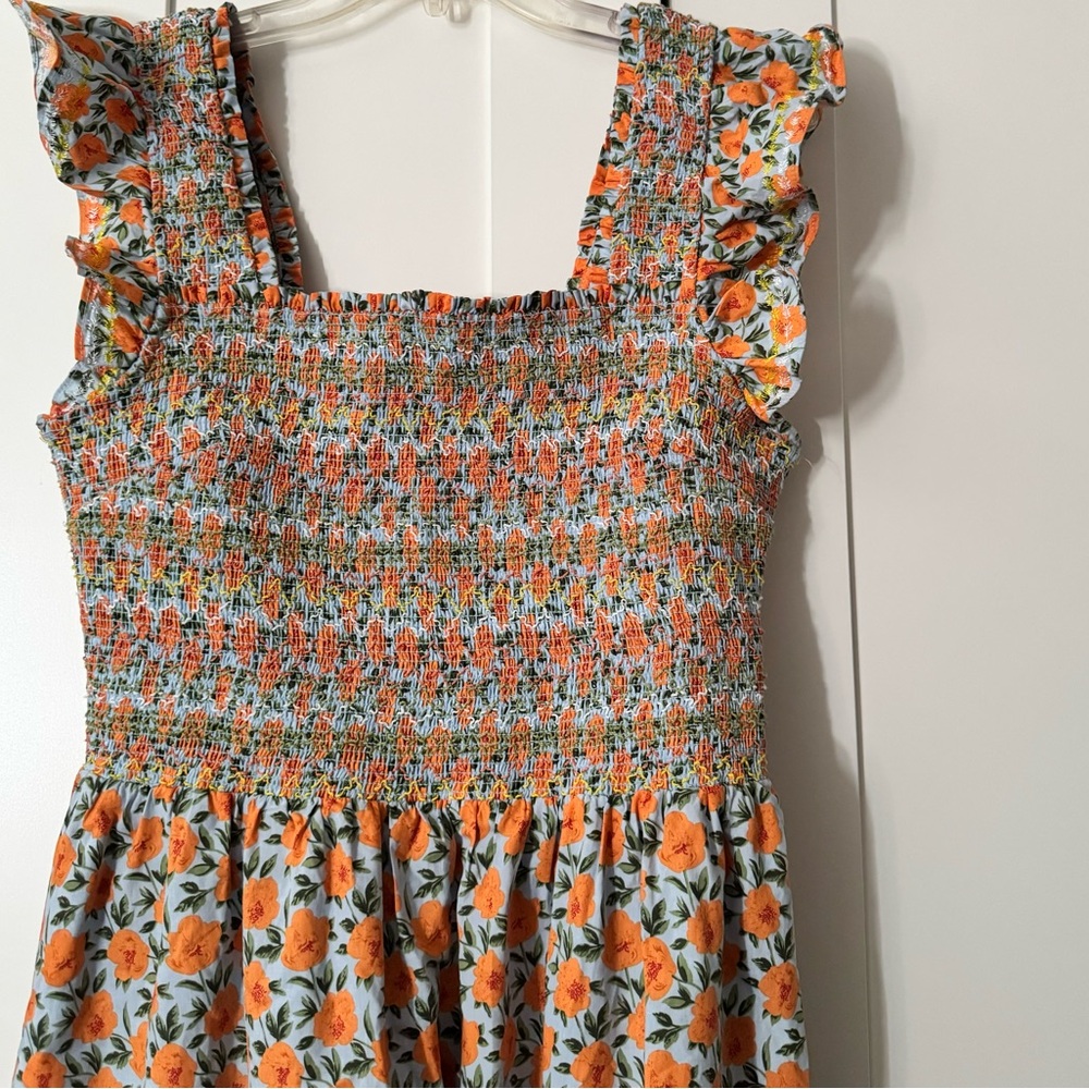 Anthropologie English Factory Sleeveless Square-Neck Embroidered Midi Dress